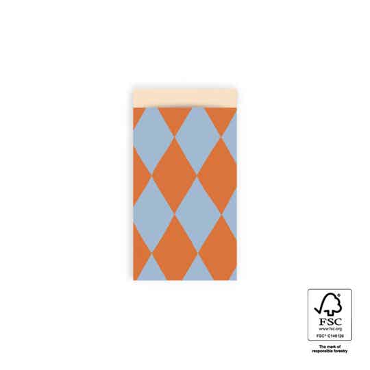 Cadeauzakje | S - Harlequin oranje/blauw (5 stuks)