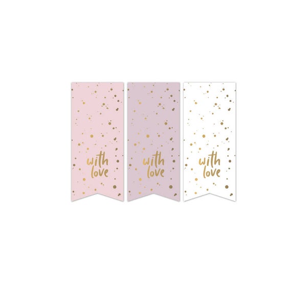 Sticker - With love vaantje roze (5 stuks)