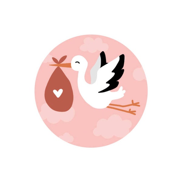Sticker - Ooievaar roze (5 stickers)