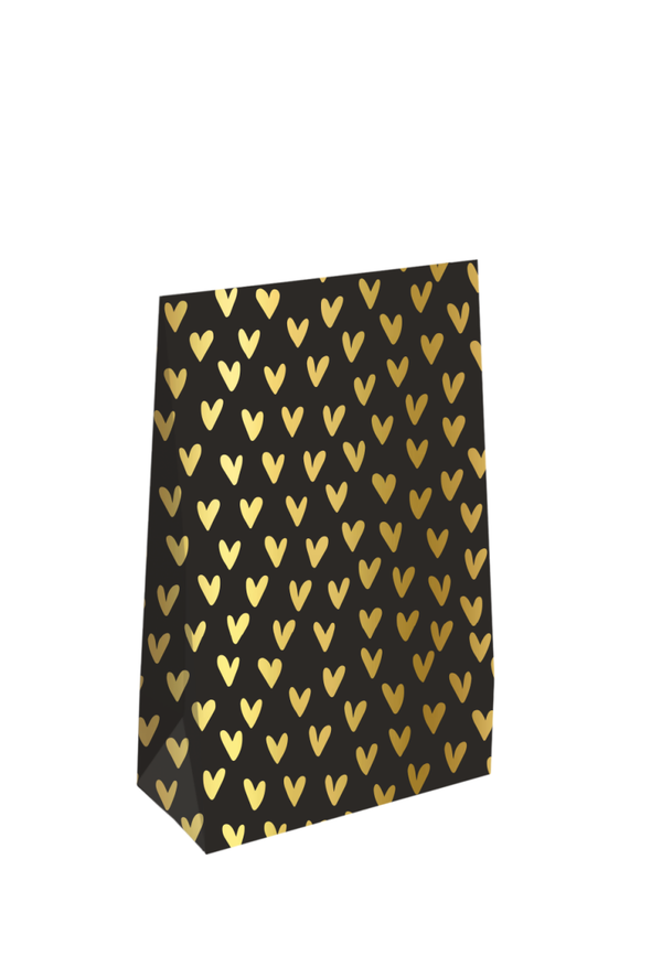 Cadeauverpakking - Hartjes antraciet/goud