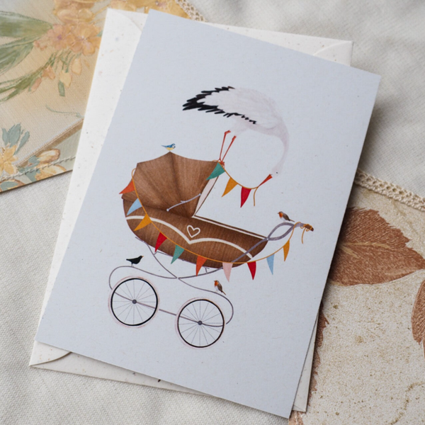 Ansichtkaart - Welkom lief kleintje kinderwagen (incl. envelop)