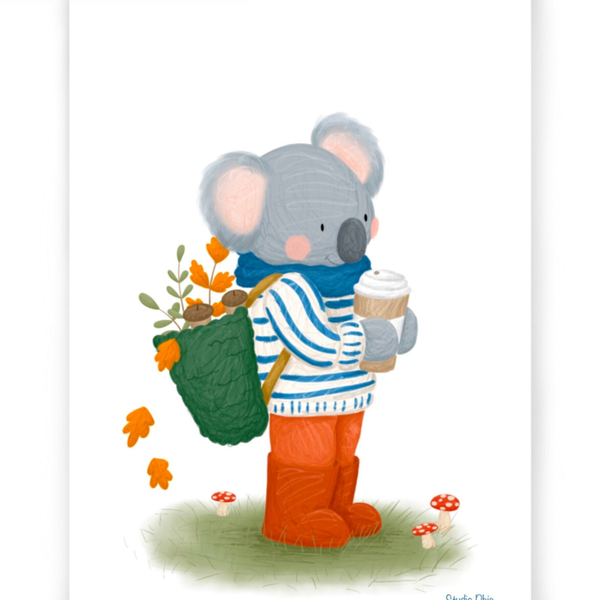 Ansichtkaart - Herfst koala