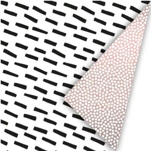 Inpakpapier - Open spaces wit / zwart - 50 cm breed