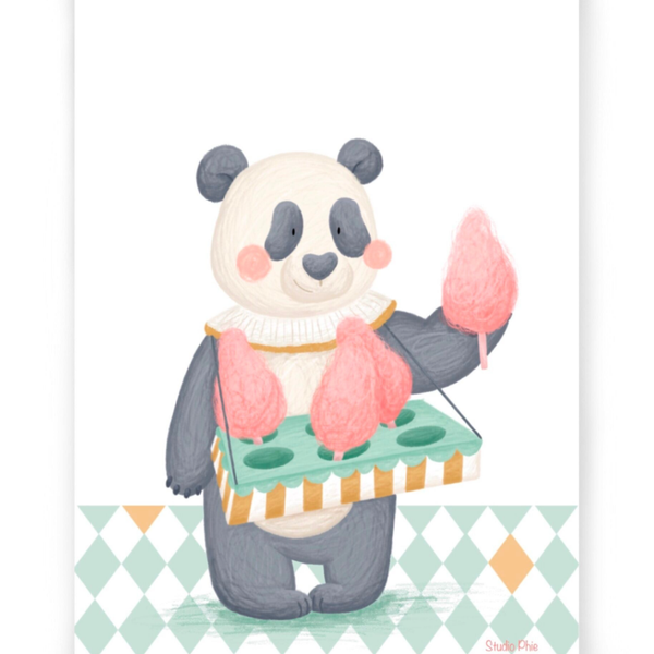 Ansichtkaart - Suikerspin panda