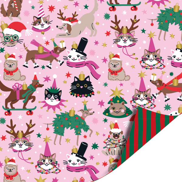 Inpakpapier - Christmas pets | 50 cm breed