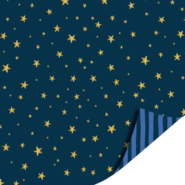 Inpakpapier - Little stars donkerblauw | 70 cm breed