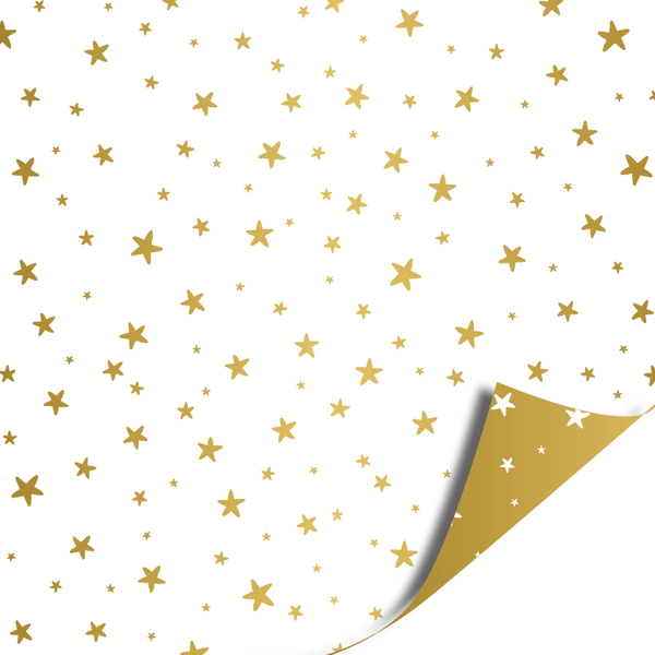 Inpakpapier - Little stars wit/goud | 70 cm breed