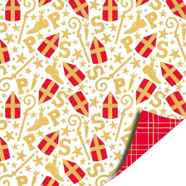 Inpakpapier - Mijter feest wit | 30 cm breed