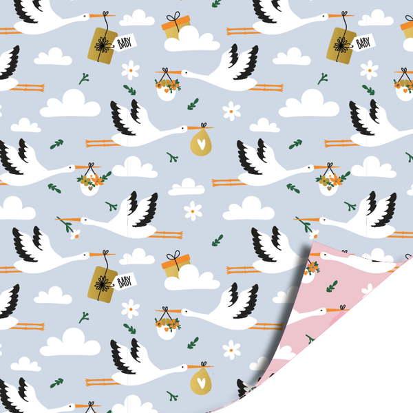 Inpakpapier - Ooievaar | 70 cm breed