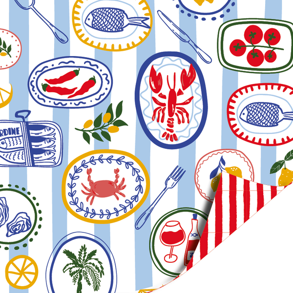 Inpakpapier - Seaside supper | 70 cm breed