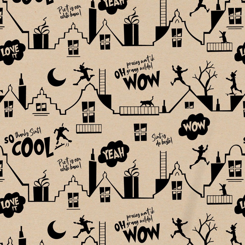 Inpakpapier - Sint cool kraft | 50 cm breed