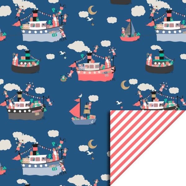 Inpakpapier - Sint pakjesboot | 70 cm breed
