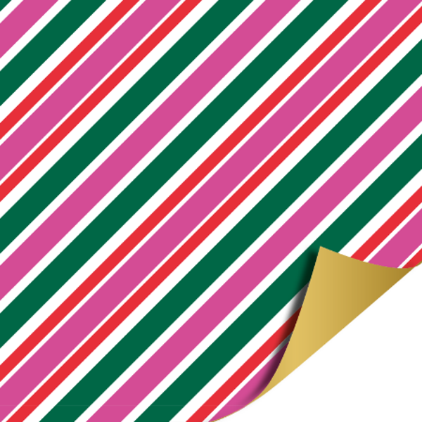 Inpakpapier - Stripes roze/groen | 70 cm breed