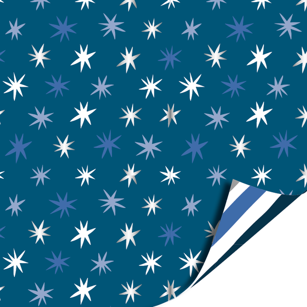 Inpakpapier - Winter stars blauw | 70 cm breed