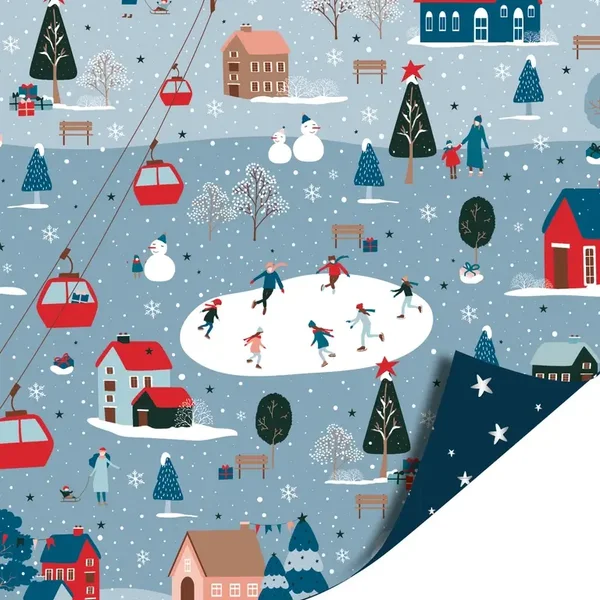 Inpakpapier - Winter wonderland blauw | 70 cm breed