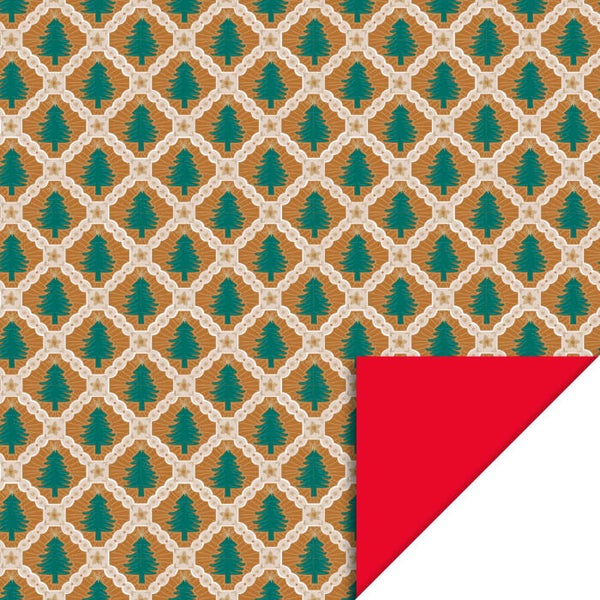 Inpakpapier - X-mas tree check cider | 70 cm breed