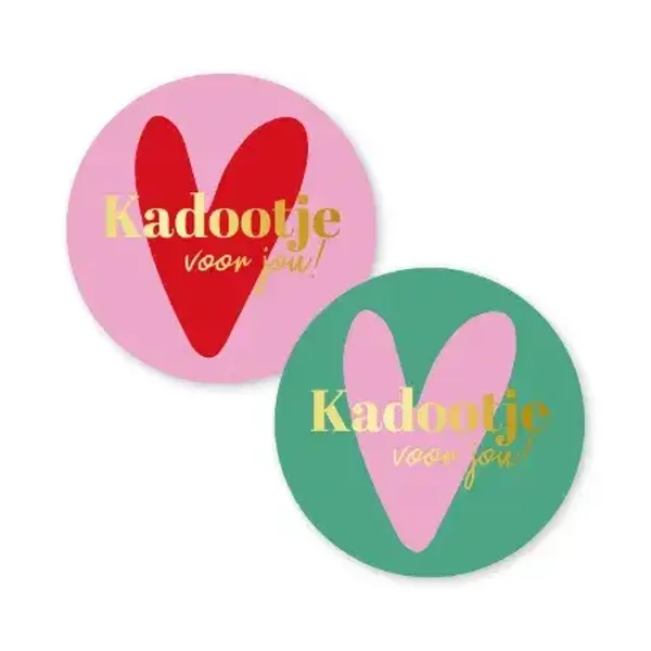 Sticker - Kadootje voor jou roze/groen (5 stuks)