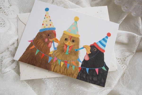 Ansichtkaart - Kippenfeestje (incl. envelop)
