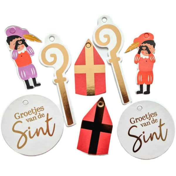 Sint cadeaulabels (8 stuks) - 100% voor Hersenstichting