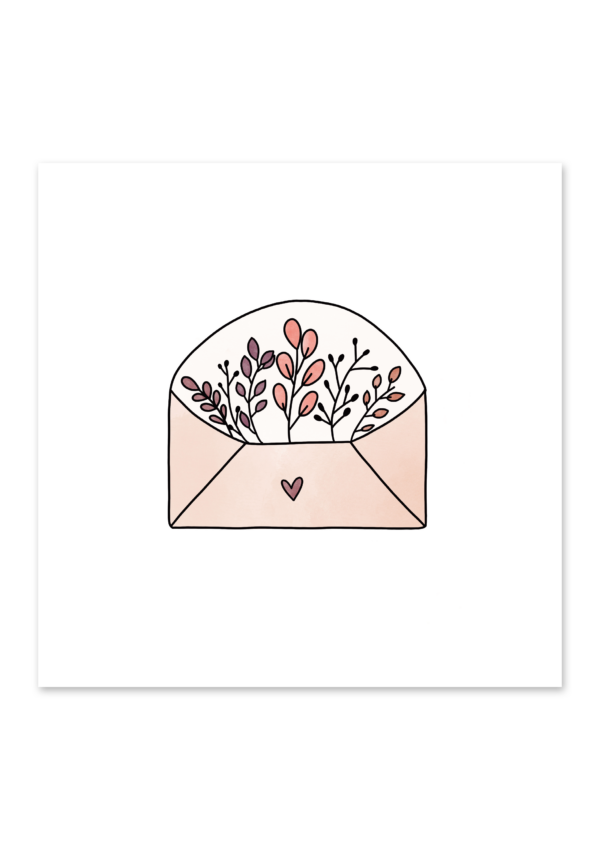 Minikaartje - Envelop met bloemen