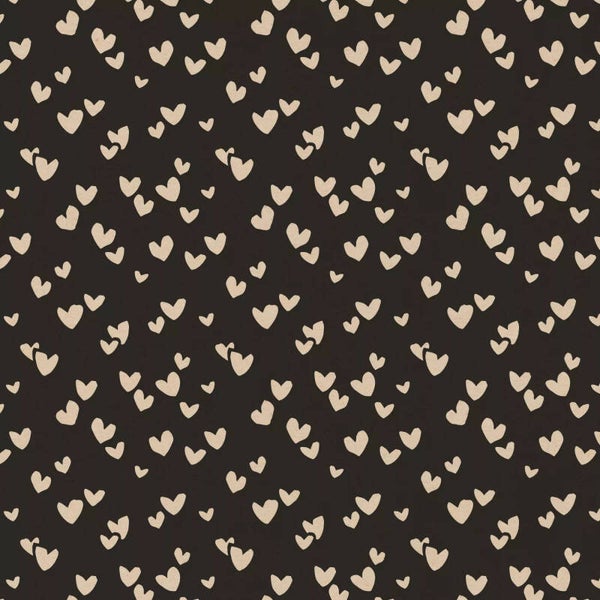 Inpakpapier - Solo hearts kraft zwart | 30 cm breed