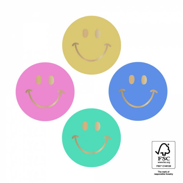 Sticker - Multi smiley faded (6 stuks)