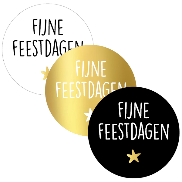 Sticker - Fijne feestdagen + ster (5 stuks)