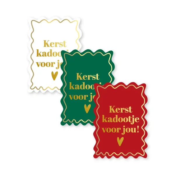 Sticker - Kerst kadootje voor jou rood/groen/wit (5 stuks)