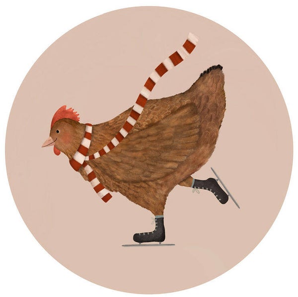 Sticker - Kip op schaatsen (5 stuks)