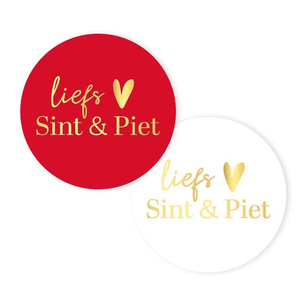 Sticker - Liefs Sint & Piet rood (5 stuks)