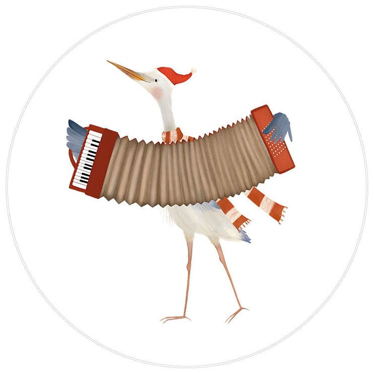 Sticker - Reiger met accordeon (5 stuks)