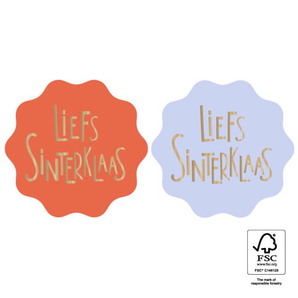 Sticker - Liefs Sinterklaas blauw/rood (6 stuks)