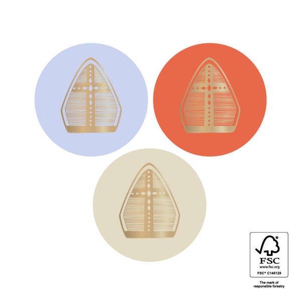 Sticker - Sint mijter goud (6 stuks)