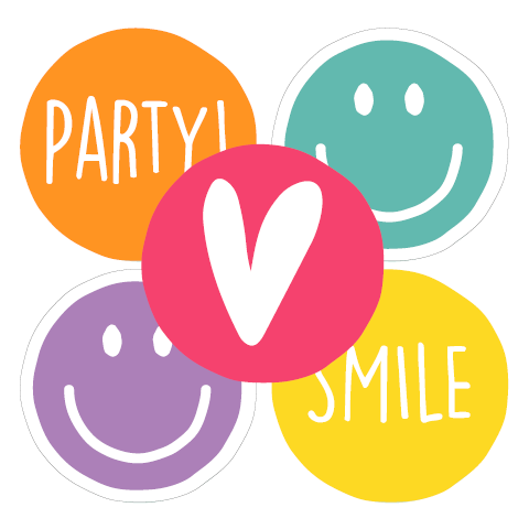 Sticker - Smile/Party (5 stuks)
