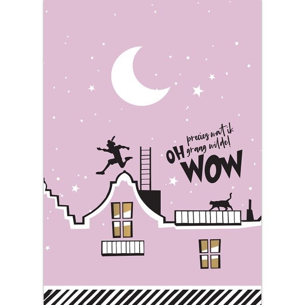 Ansichtkaart - Verlanglijstje Sint lila