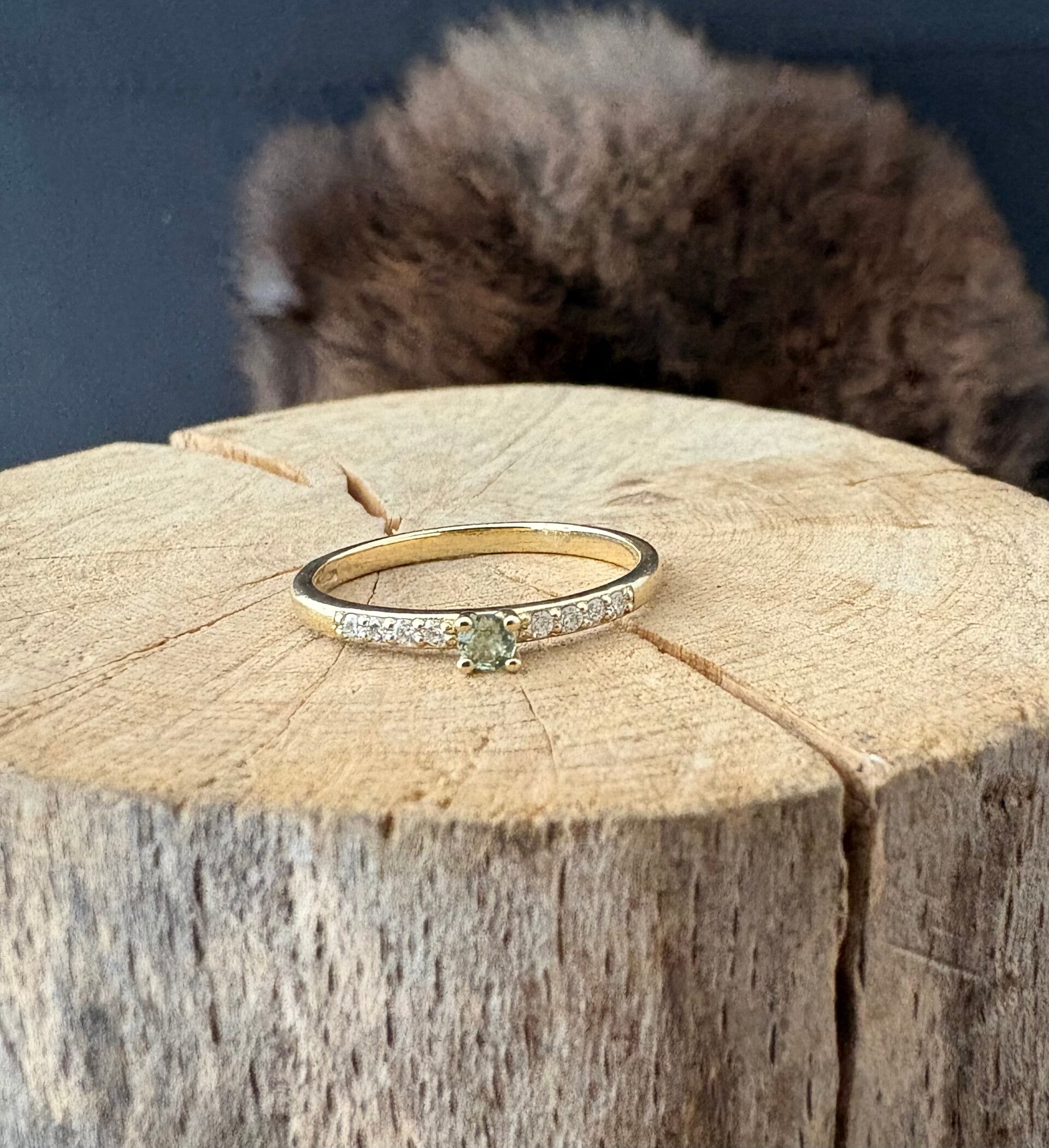 Geelgoud groen saffier diamant 4030532