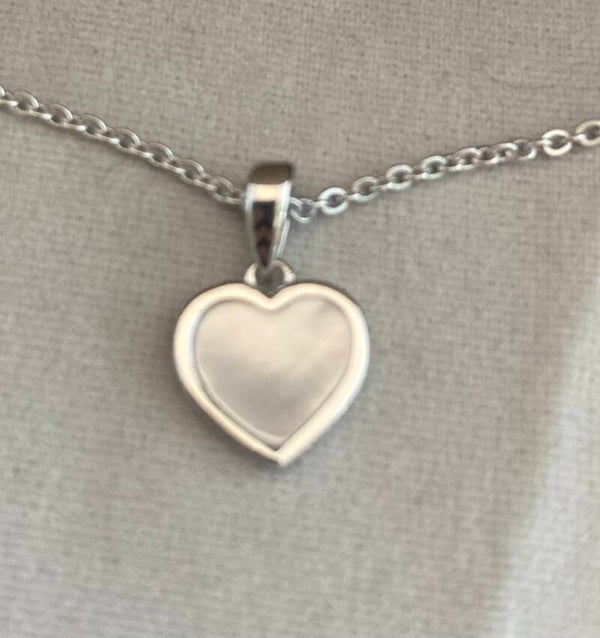 Zilveren hart hanger met parelmoer