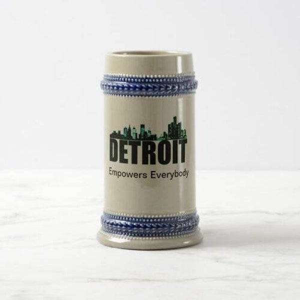 Detroit Empowers Everybody Grey & Blue 150z Stein Mug