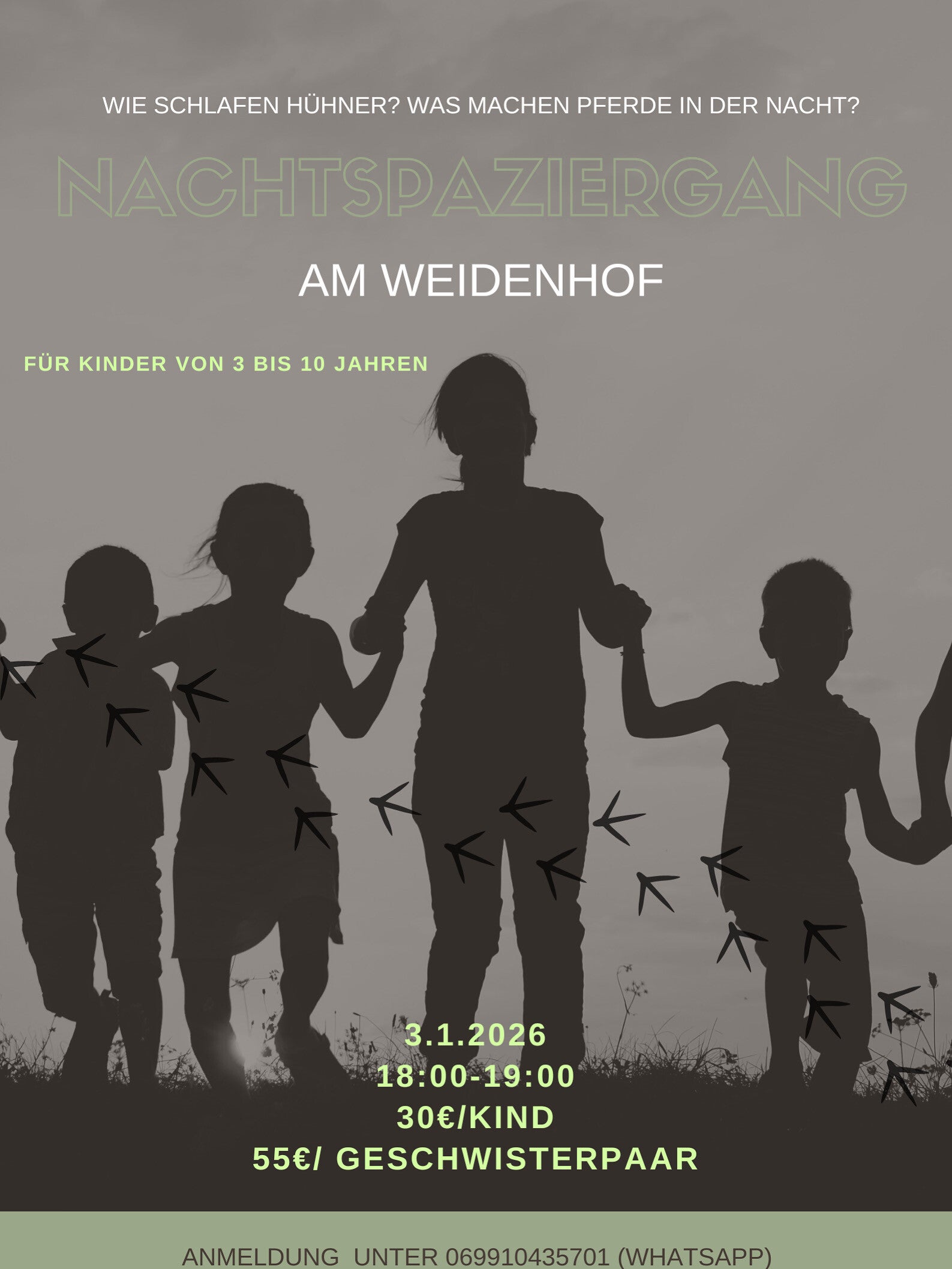 Geschwister Nachtspaziergang am Weidenhof