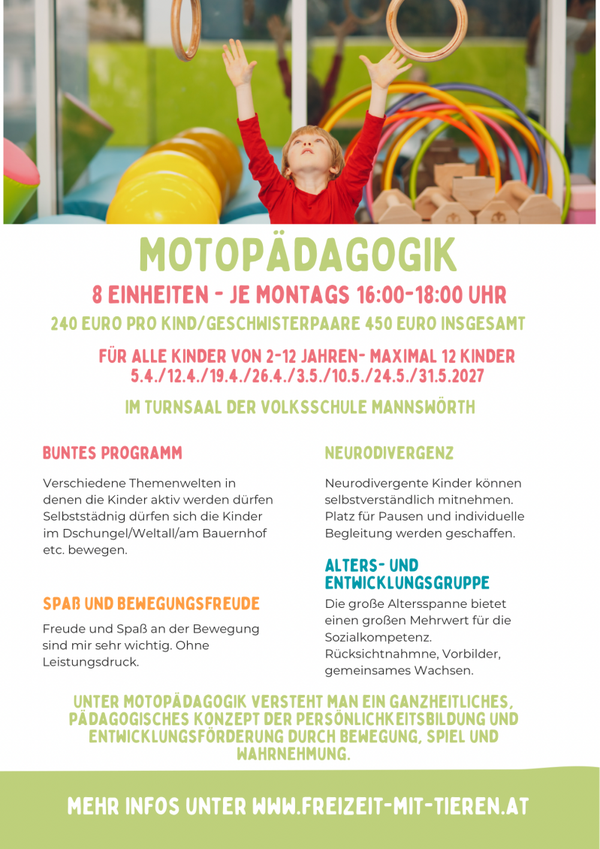 Motopädagogik im Turnsaal der Volksschule Mannswörth