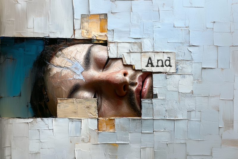 abstract oil painting showing writer''s block. Art by ai&me