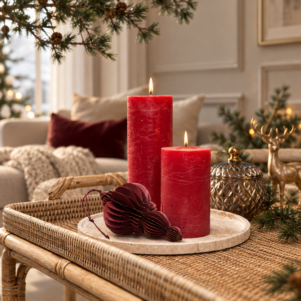 Rustic pillar candle 20 cm