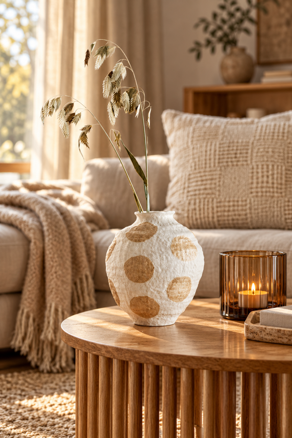 Byron Vase, Beige, Stentøy