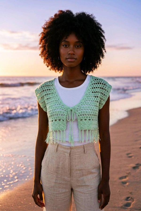 Boléro "LAGON" - Pièce unique - 80% coton recyclé/20% polyester reclyclé OEKO TEX