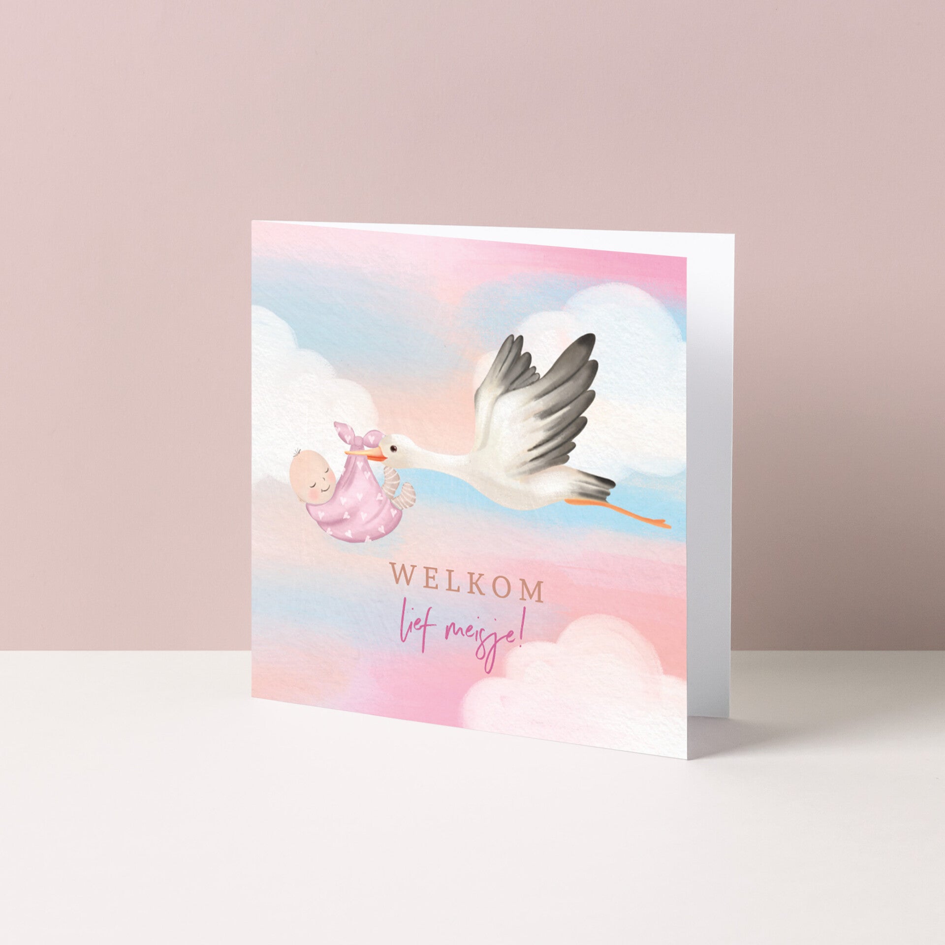 Wenskaart "Welkom lief meisje"