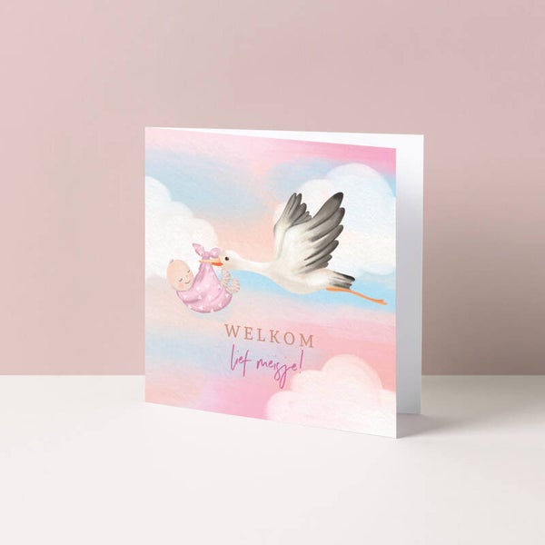 Wenskaart "Welkom lief meisje"