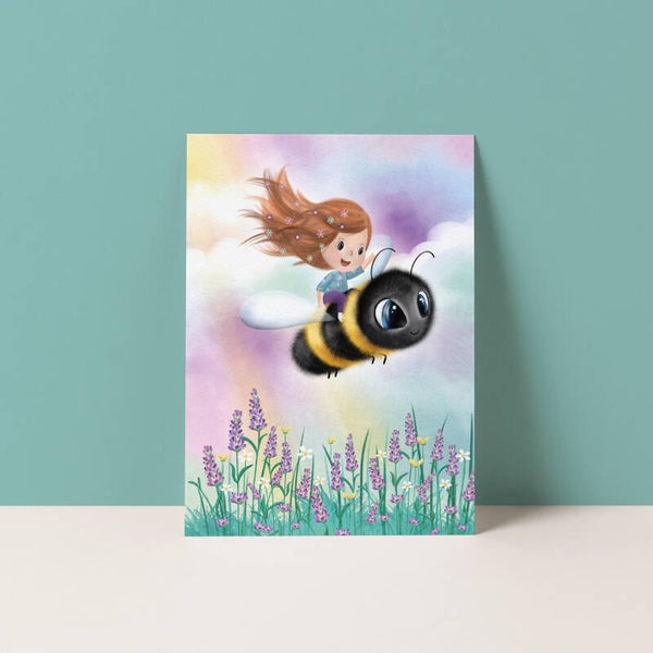Ansichtkaart "Op reis met hommel"