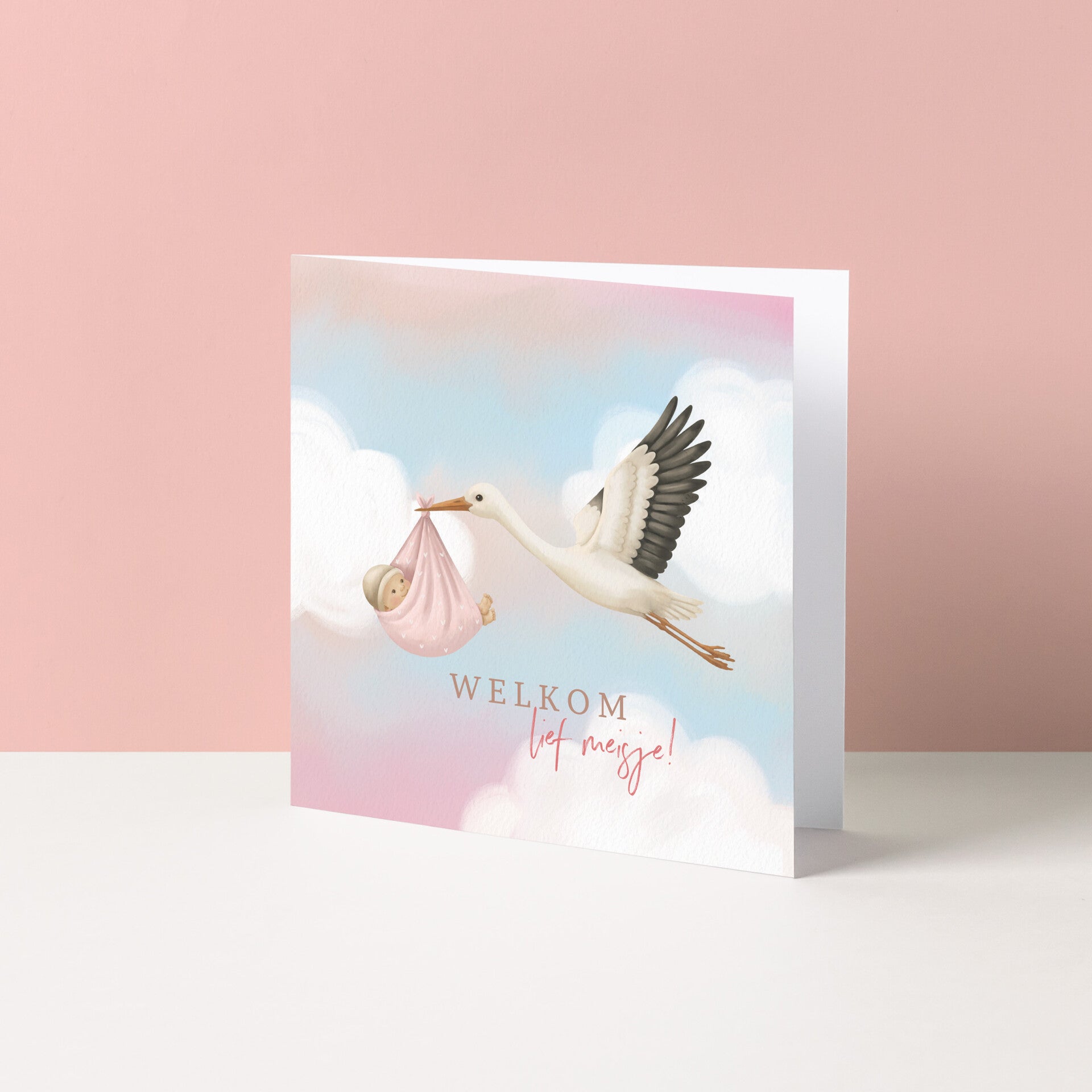 Wenskaart "Welkom lief meisje"