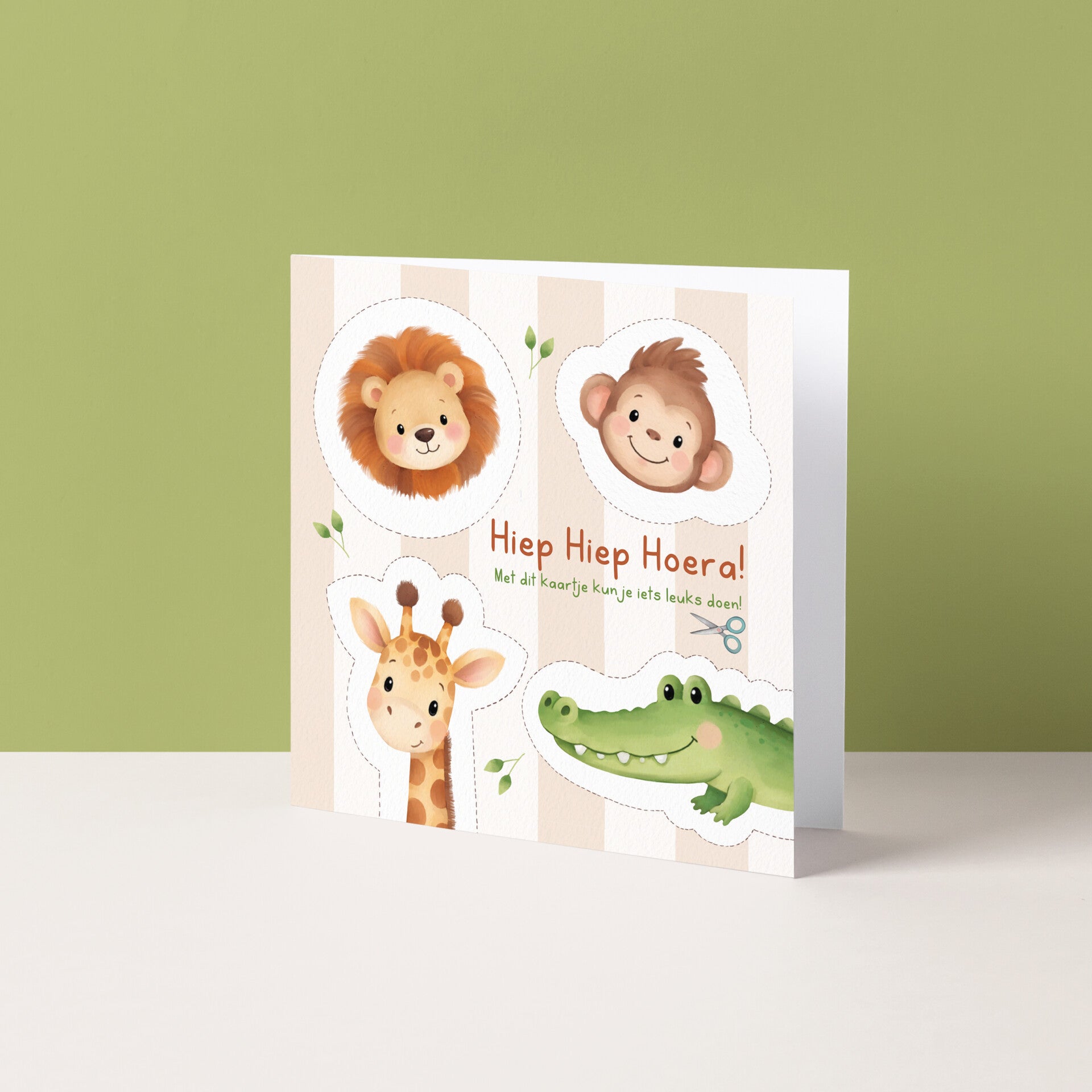 Wenskaart "Hiep Hiep Hoera (knip je slinger)"
