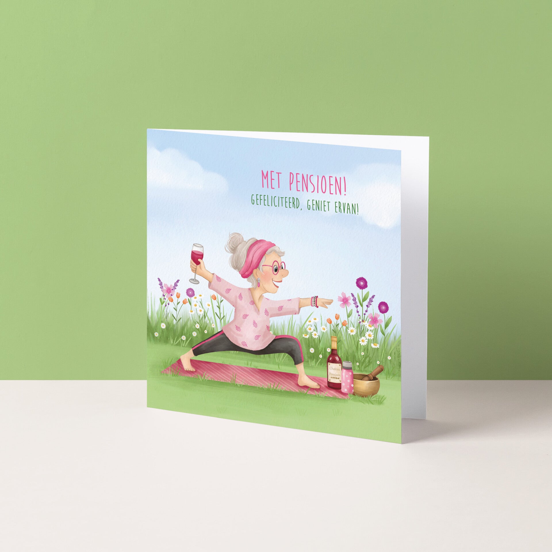 Wenskaart "Met pensioen! (vrouw)"